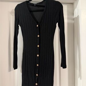 Lulus Black Button-Up Knit Dress